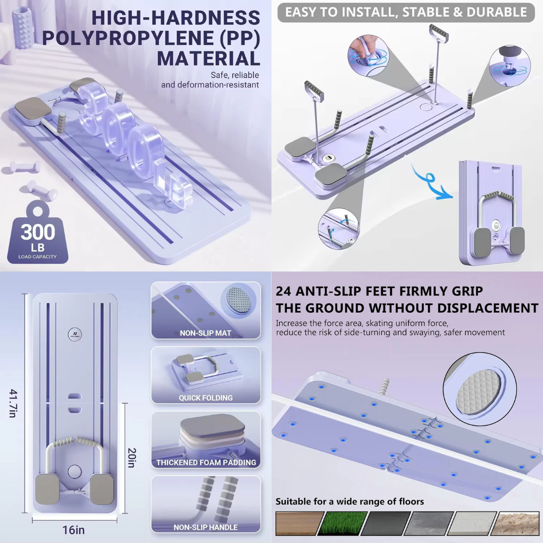 Multi-functional and Portable Reformer Pilates Board